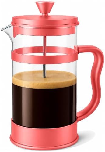 Red glass French press coffee maker 12 oz