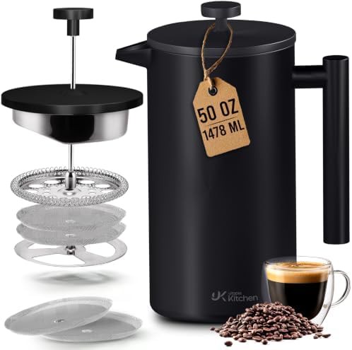 Black stainless steel French press 50 oz