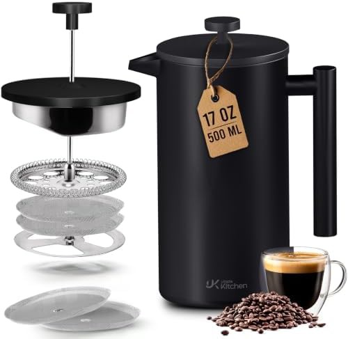 Black stainless steel French press 17 oz