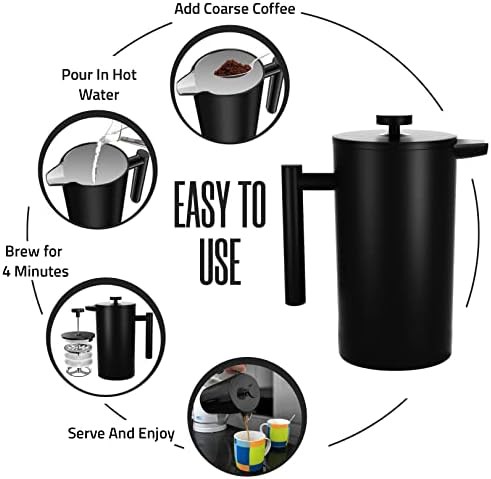 Black stainless steel French press 17 oz — photo 4