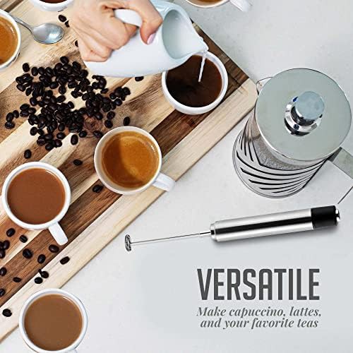 Silver french press and handheld frother gift set — photo 4