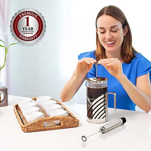 Silver french press and handheld frother gift set — photo 5
