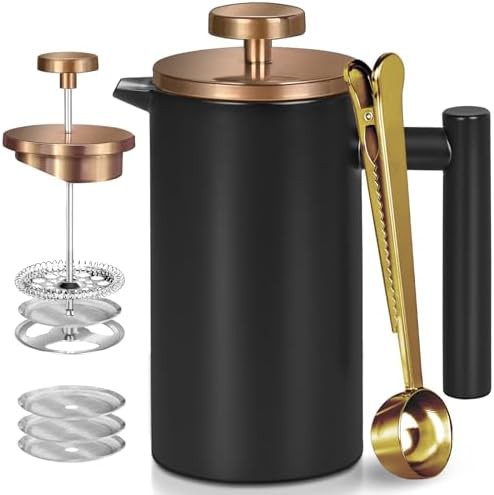 Black Stainless Steel Press with Gold Accents
