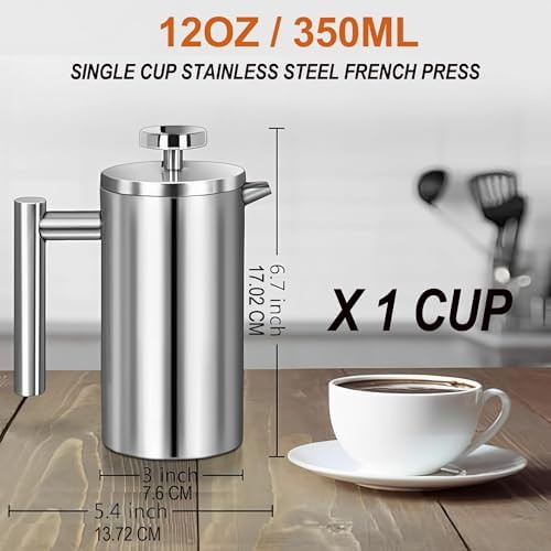 Small Silver Stainless Steel Coffee Maker 12oz — photo 3