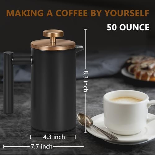 Black and Gold Insulated French Press 50oz — photo 5