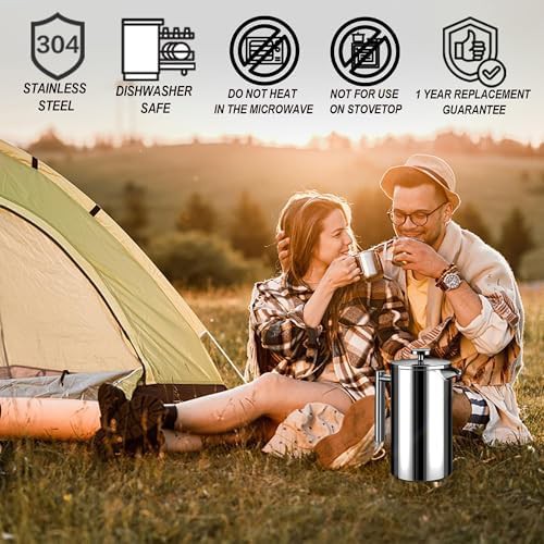 Large Stainless Steel Camping Coffee Press 50oz — photo 3