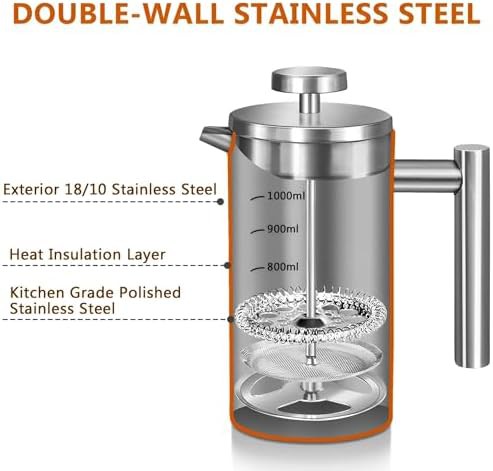 Large Stainless Steel Camping Coffee Press 50oz — photo 4