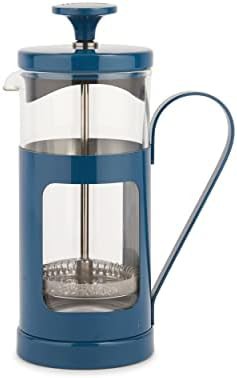 Monaco glass and stainless steel blue 3 cup press