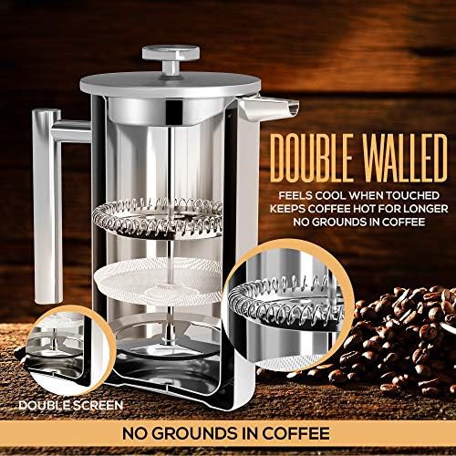 Silver stainless steel French press 12 oz — photo 3