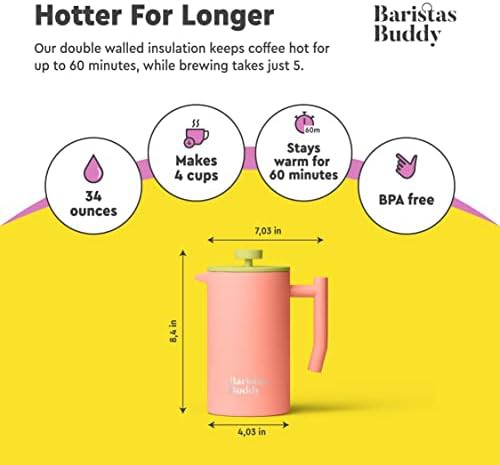 Pink vintage style unbreakable coffee press — photo 3