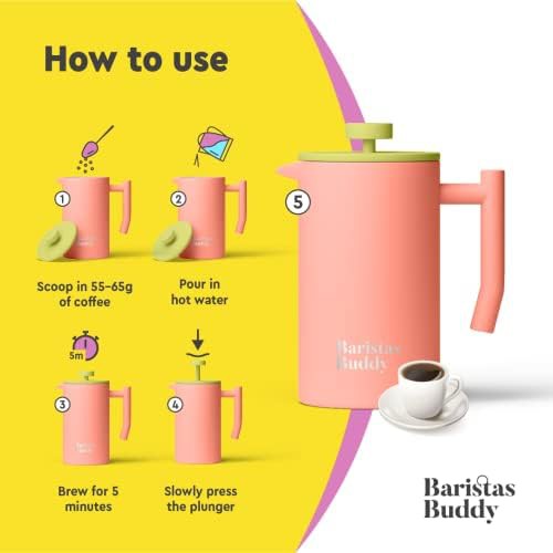 Pink vintage style unbreakable coffee press — photo 4