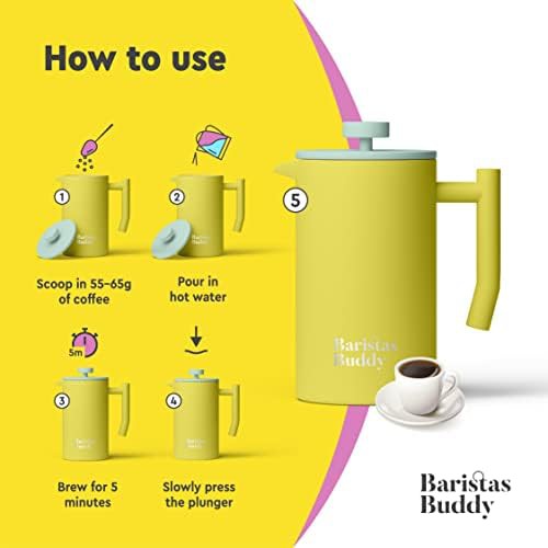 Yellow retro style insulated coffee brewer — photo 3