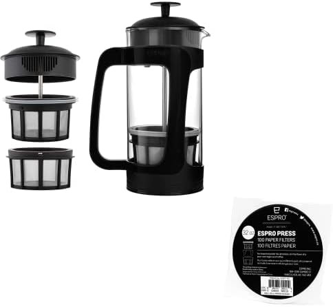 Black P3 French press filter bundle
