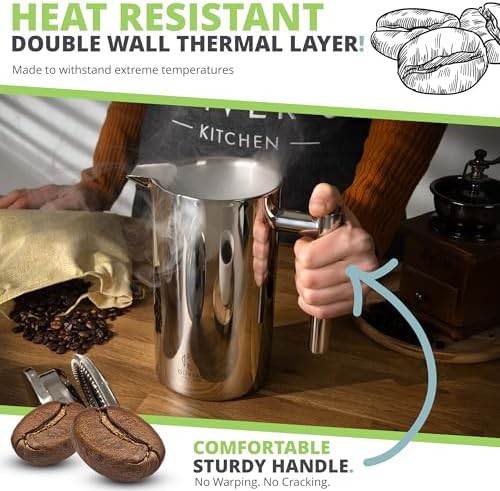 Stainless steel 1 liter French press cafetiere — photo 3