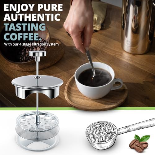 Stainless steel 1 liter French press cafetiere — photo 4