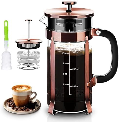 Copper 12oz borosilicate glass coffee press