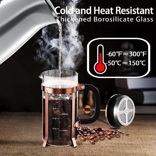 Copper 12oz borosilicate glass coffee press — photo 3
