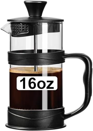 Black borosilicate glass travel press 16 oz