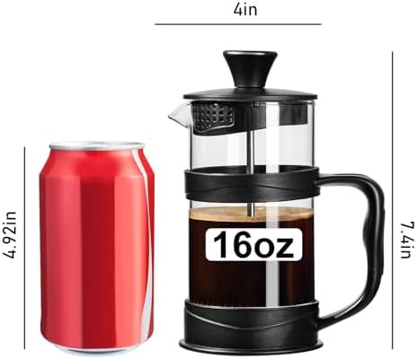 Black borosilicate glass travel press 16 oz — photo 3