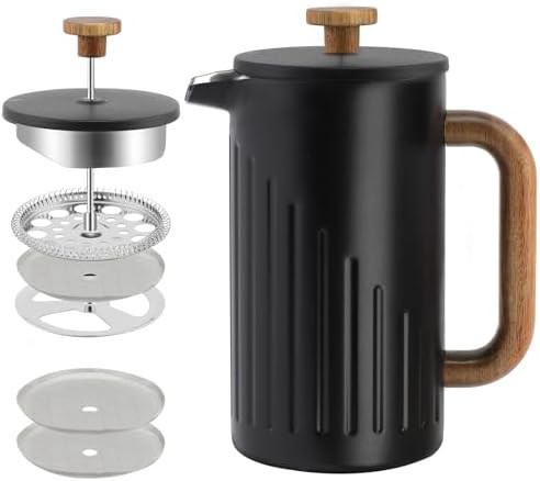 Insulated black press with real wood handle