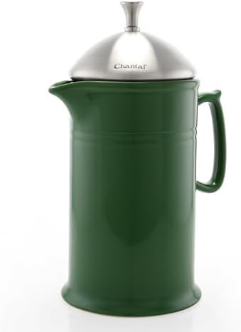 Green stoneware French press 28 oz capacity