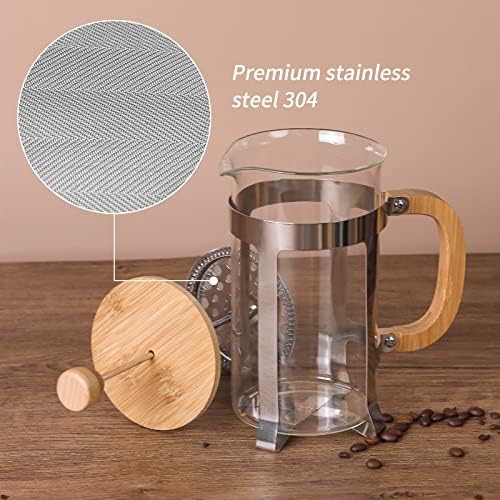 Glass French coffee press with bamboo lid — photo 5
