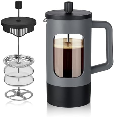 Grey and black glass French coffee press