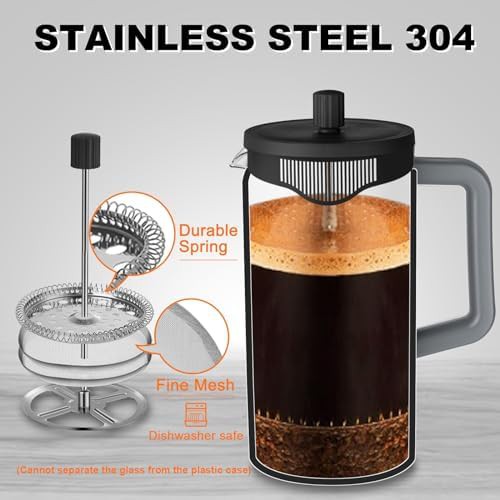 Grey and black glass French coffee press — photo 3