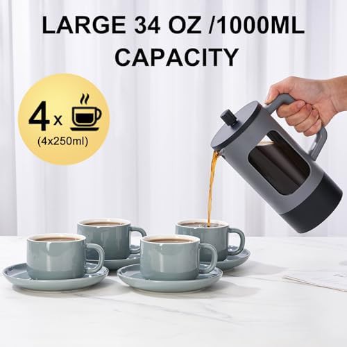 Grey and black glass French coffee press — photo 4