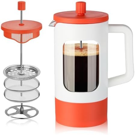 White and orange glass French coffee press