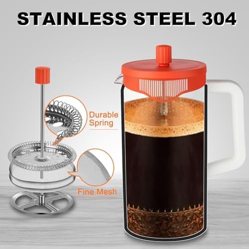 White and orange glass French coffee press — photo 3