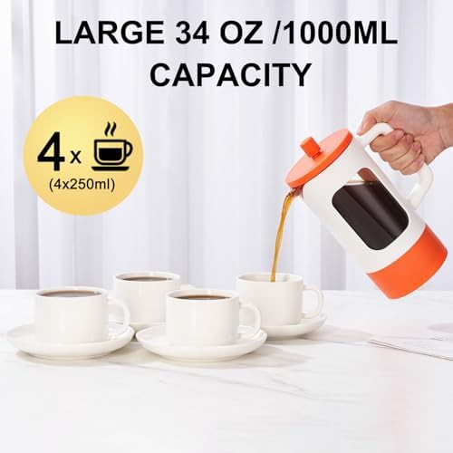 White and orange glass French coffee press — photo 4