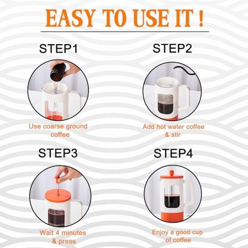White and orange glass French coffee press — photo 5