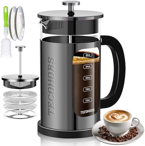 Bright Black Glass Tea and Coffee Press