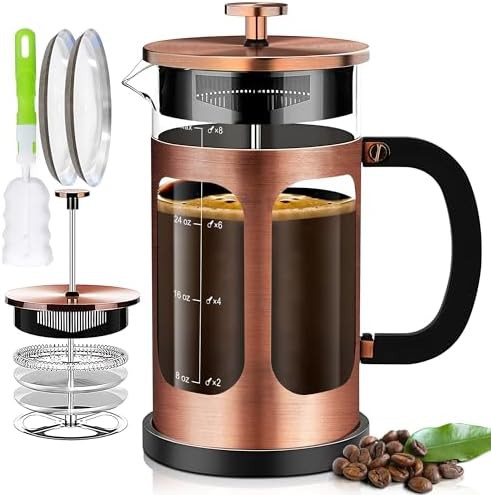 Copper 34oz borosilicate glass coffee maker