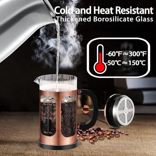Copper 34oz borosilicate glass coffee maker — photo 3