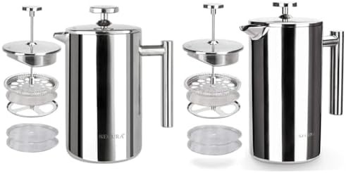Stainless steel dual capacity French press set