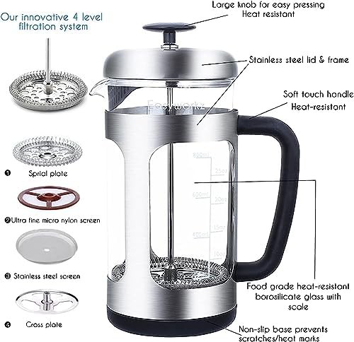French press 34 oz rose gold coffee maker — photo 3