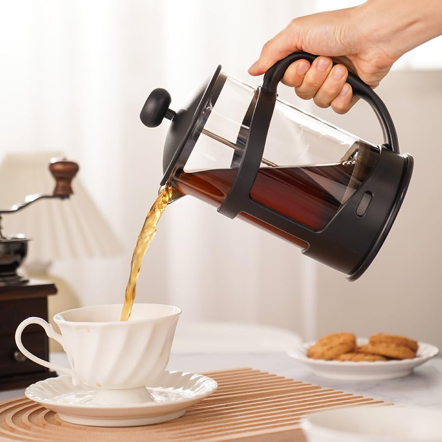 Black steel plunger glass coffee press — photo 3