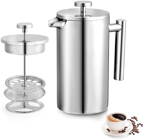 Small double wall metal coffee press