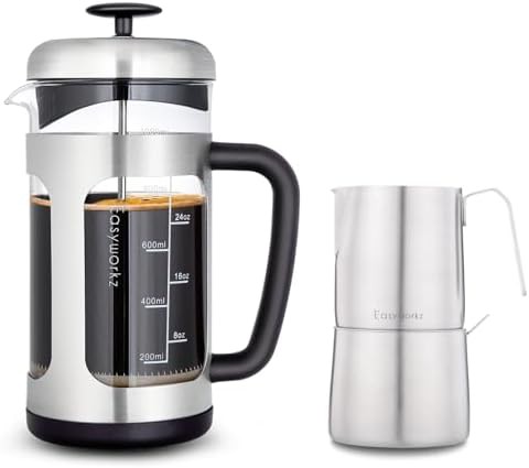 Stainless steel french press 34 oz creamer set chrome
