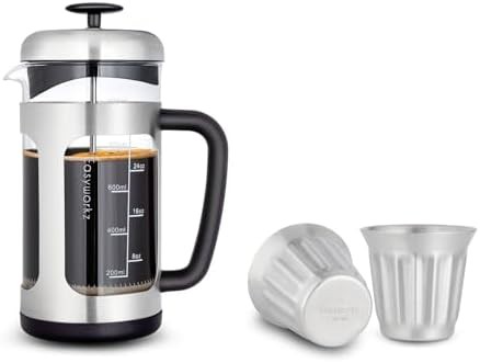 Stainless steel french press 34 oz vertical stripe silver