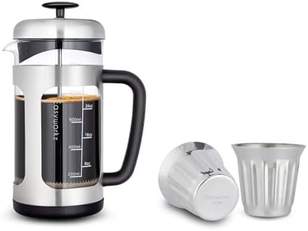 Stainless steel french press 34 oz vertical stripe chrome