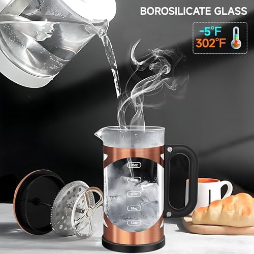 Copper 34oz camping French press with gift set — photo 3