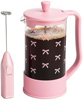 Pink Bow Design French Press Set