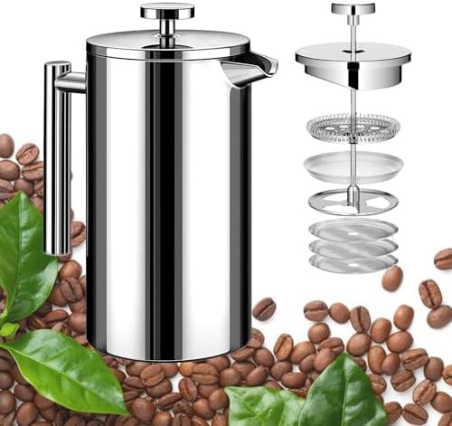 Portable Silver Camping Coffee Press 21oz