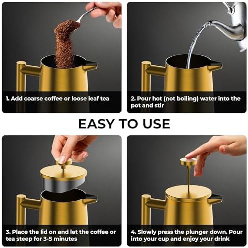 Gold Satin Finish Insulated Coffee Press — photo 4