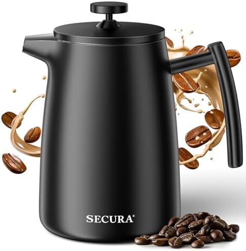 Modern black stainless insulated French press 50oz