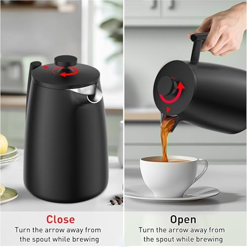 Modern black stainless insulated French press 50oz — photo 3