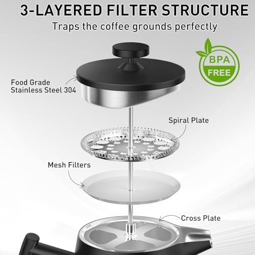 Modern black stainless insulated French press 50oz — photo 4